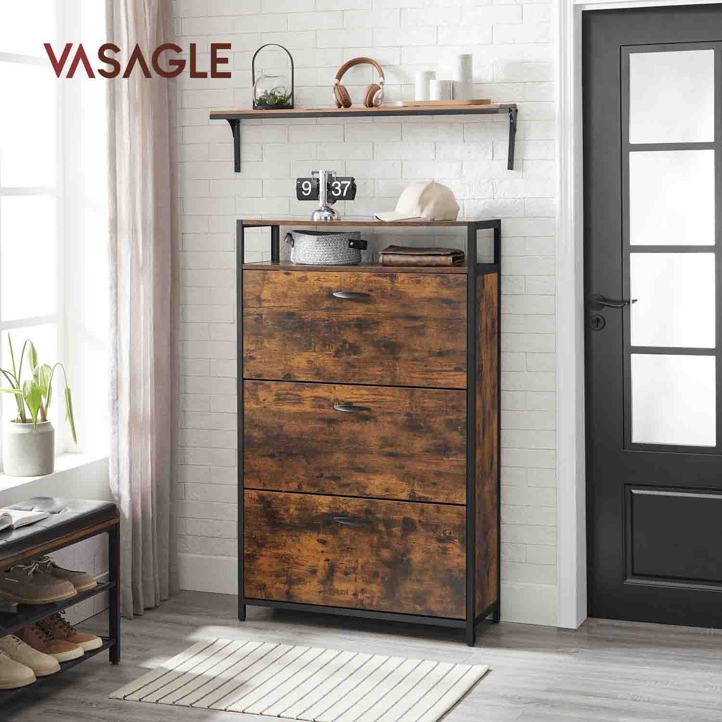 Mueble Zapatero 3 Compartimentos 80 x 30 x 130 cm-VASAGLE