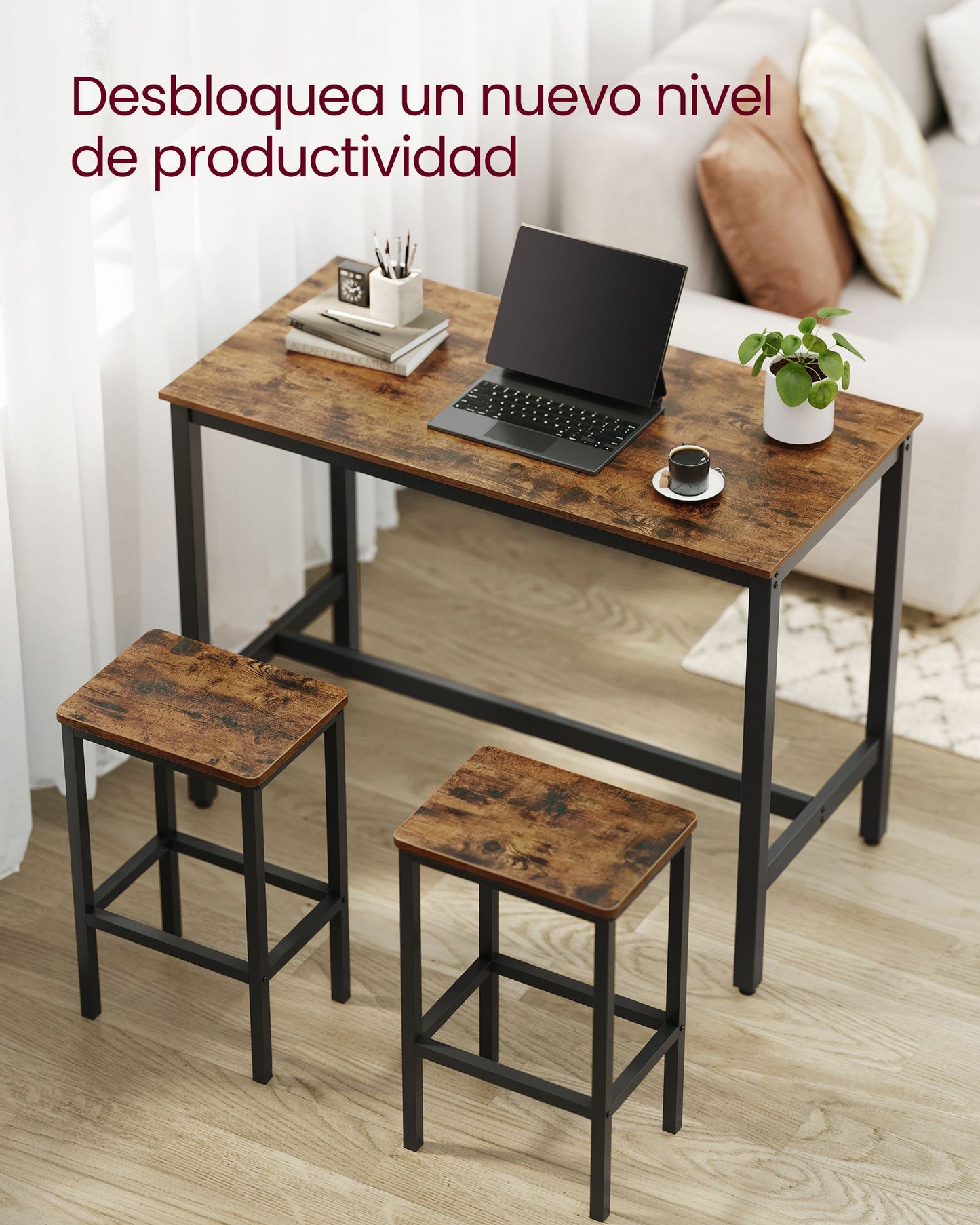 Mesa de Barra con 2 Taburetes-VASAGLE