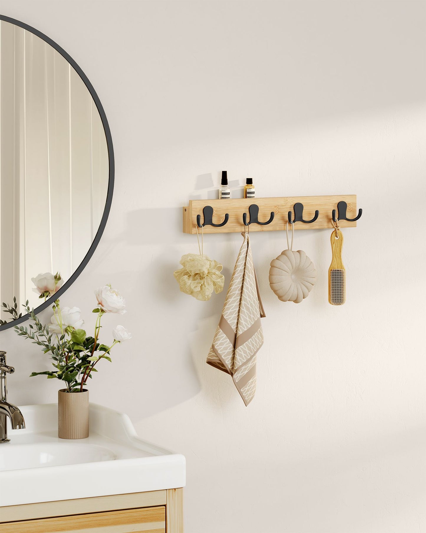 Perchero de Pared Beige Natural-SONGMICS