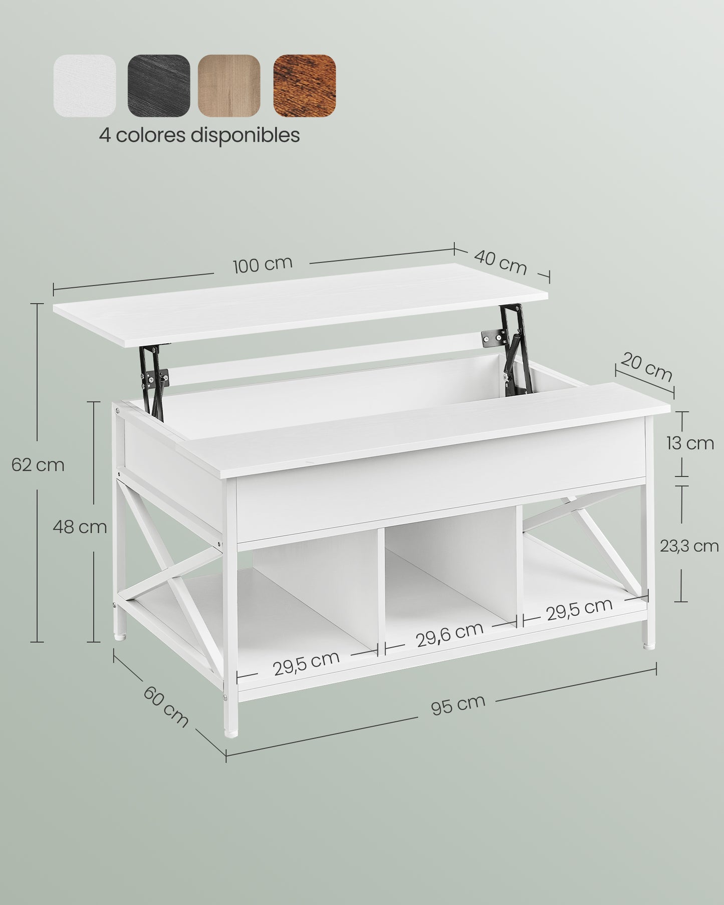 Mesa de Centro Mesa de Café con Tablero Elevable para Dormitorio-VASAGLE