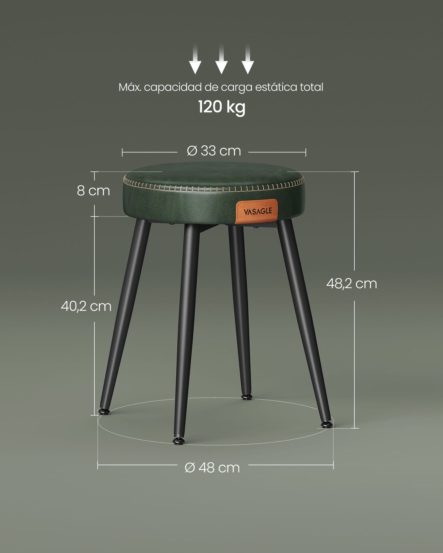 EKHO Colección - Juego de 2 Taburetes de Comedor Taburete de Cocina Verde Bosque-VASAGLE