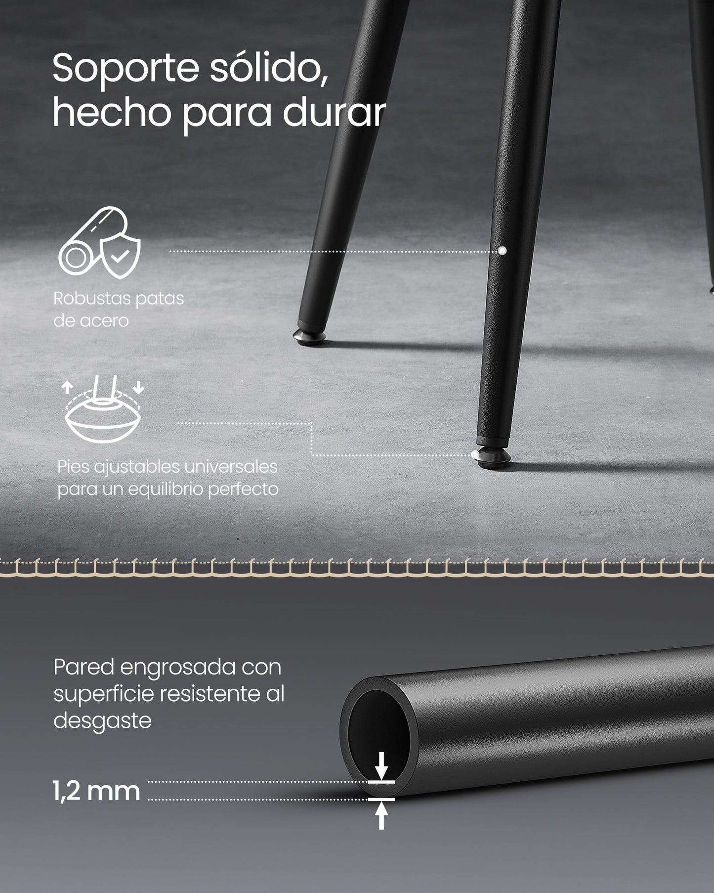 EKHO Colección - Juego de 2 Sillas de Comedor Negro Tinta-VASAGLE