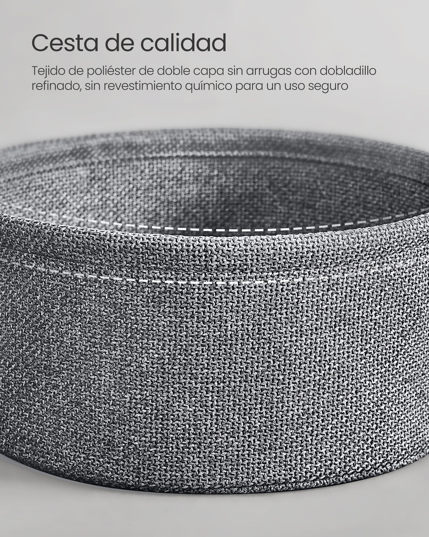 Mesa Auxiliar Redonda con Cesta de Tela Estilo Moderno Gris Paloma y Gris Pizarra-VASAGLE