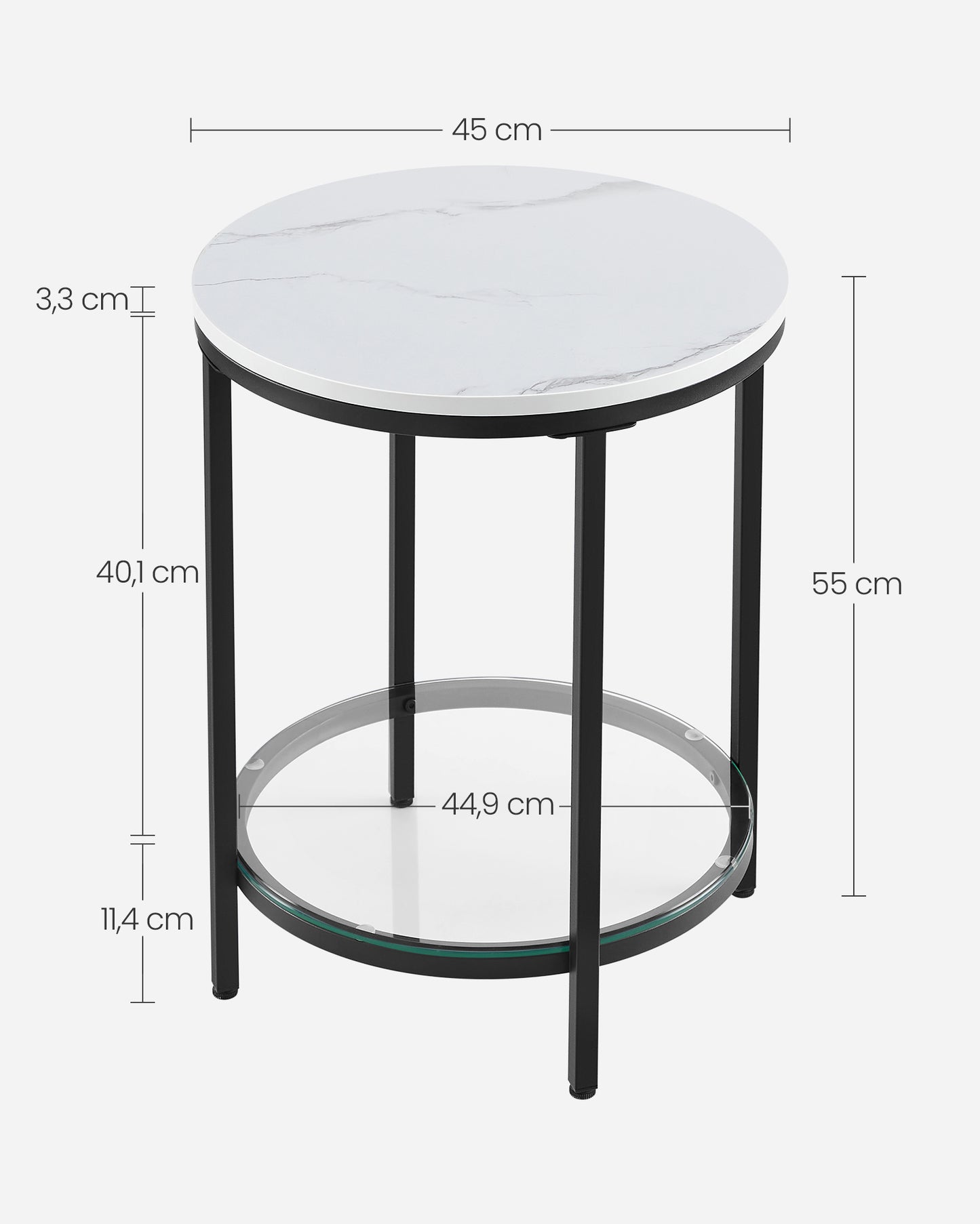 Mesa Auxiliar Redonda de 2 Niveles Moderna-VASAGLE