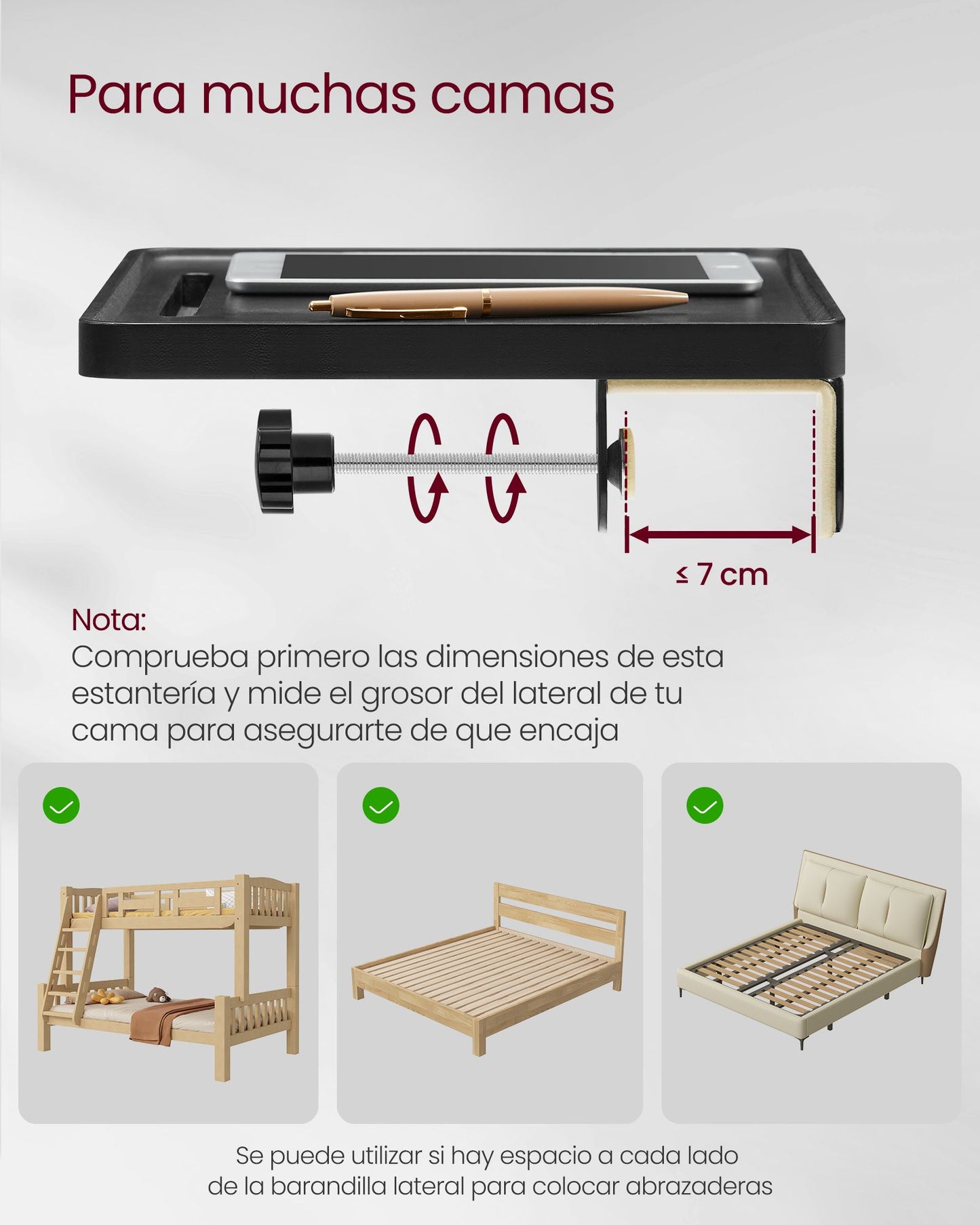 Estante de Cama Portavasos Negro Tinta-VASAGLE