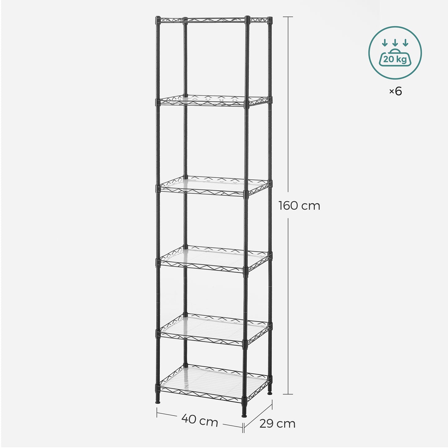 Estantería Metálica de 6 Niveles Negro-SONGMICS