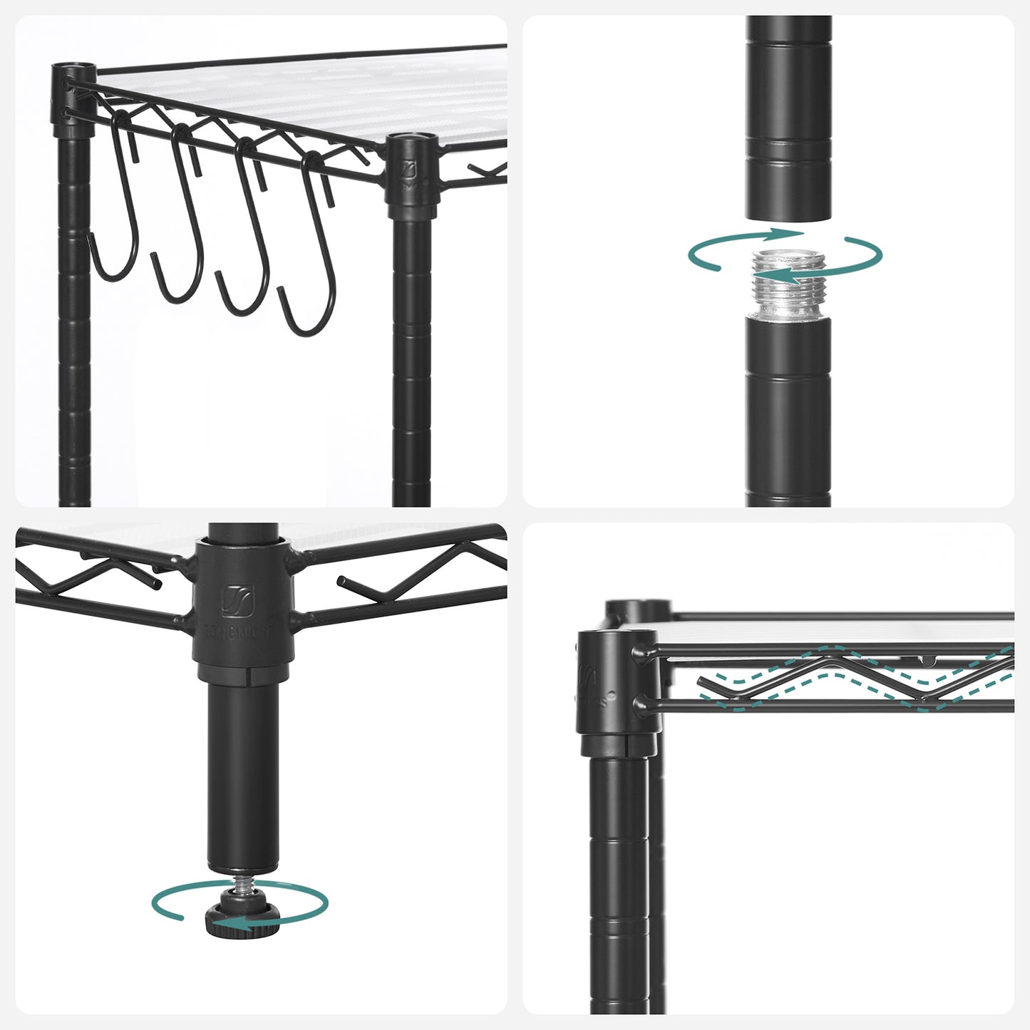 Estantería Metálica de 6 Niveles Negro-SONGMICS