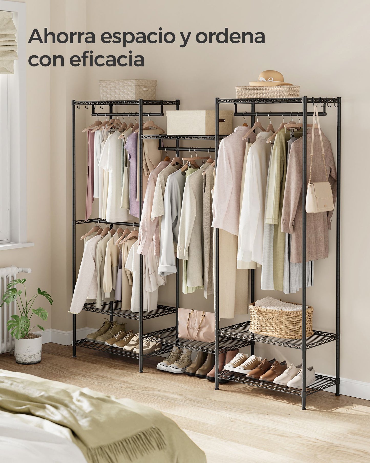 Armario de Ropa Metal con Estantes Ajustables Blanco Nube-SONGMICS