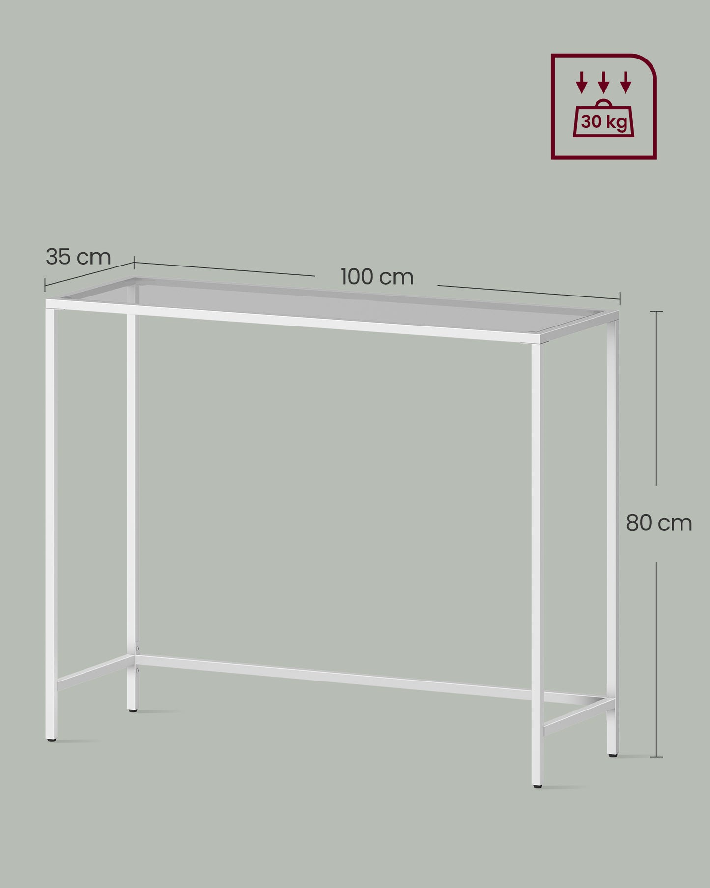 Mesa de Consola Blanco Perla y Gris Pizarra-VASAGLE