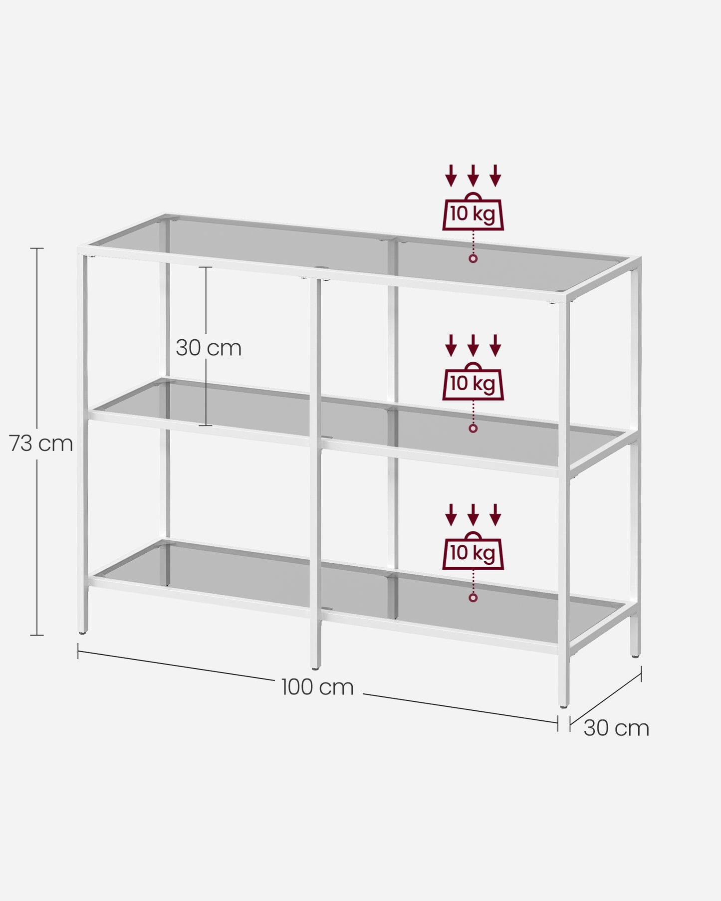 Mesa de Consola 30 x 100 x 73 cm Metal-VASAGLE