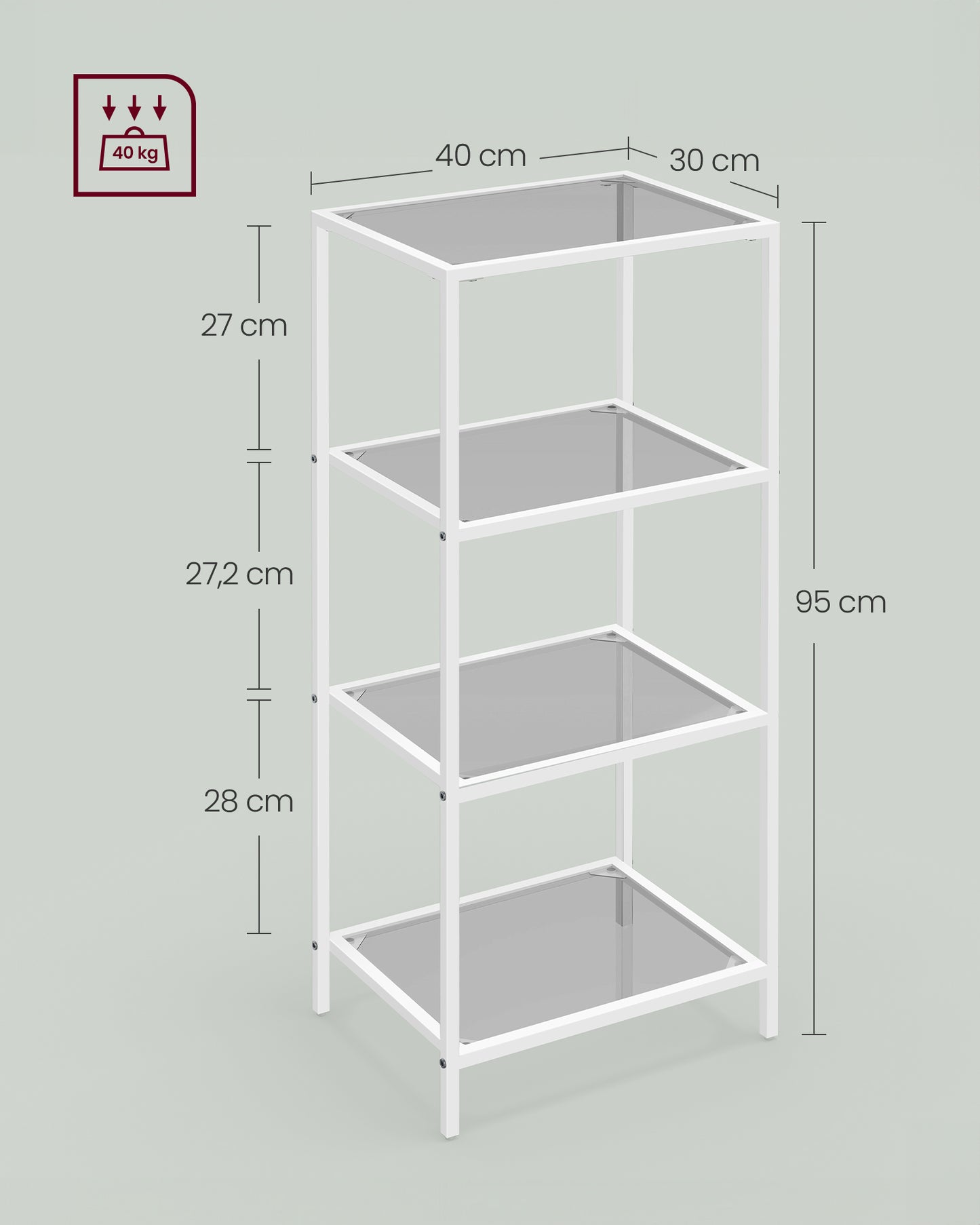 Estantería de Cristal de 4 Niveles-VASAGLE