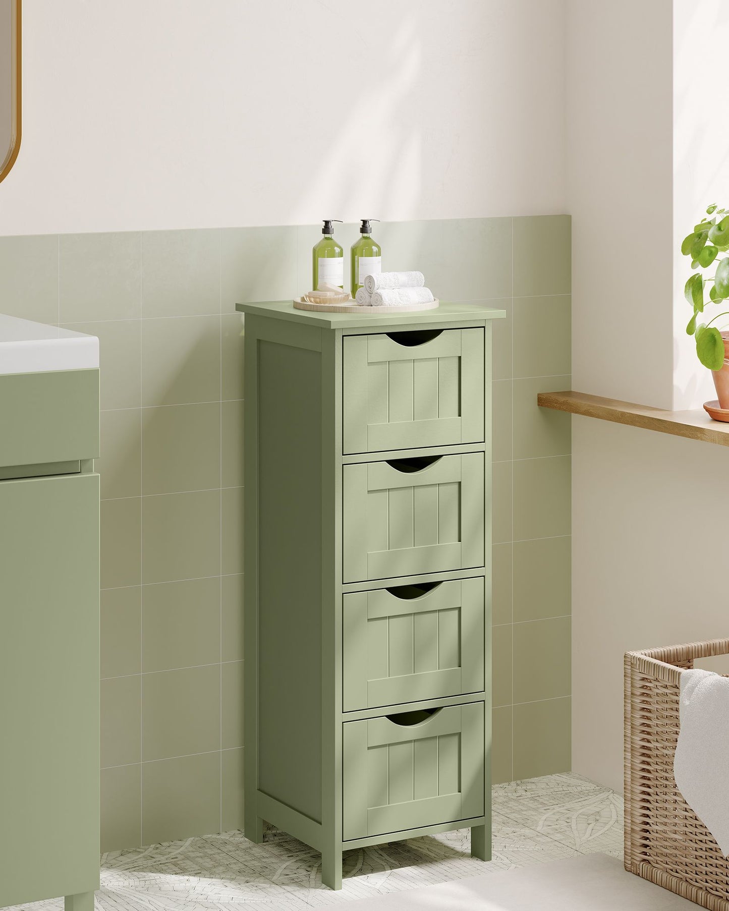 Armario de Baño 30 x 30 x 82 cm Verde Laurel-VASAGLE