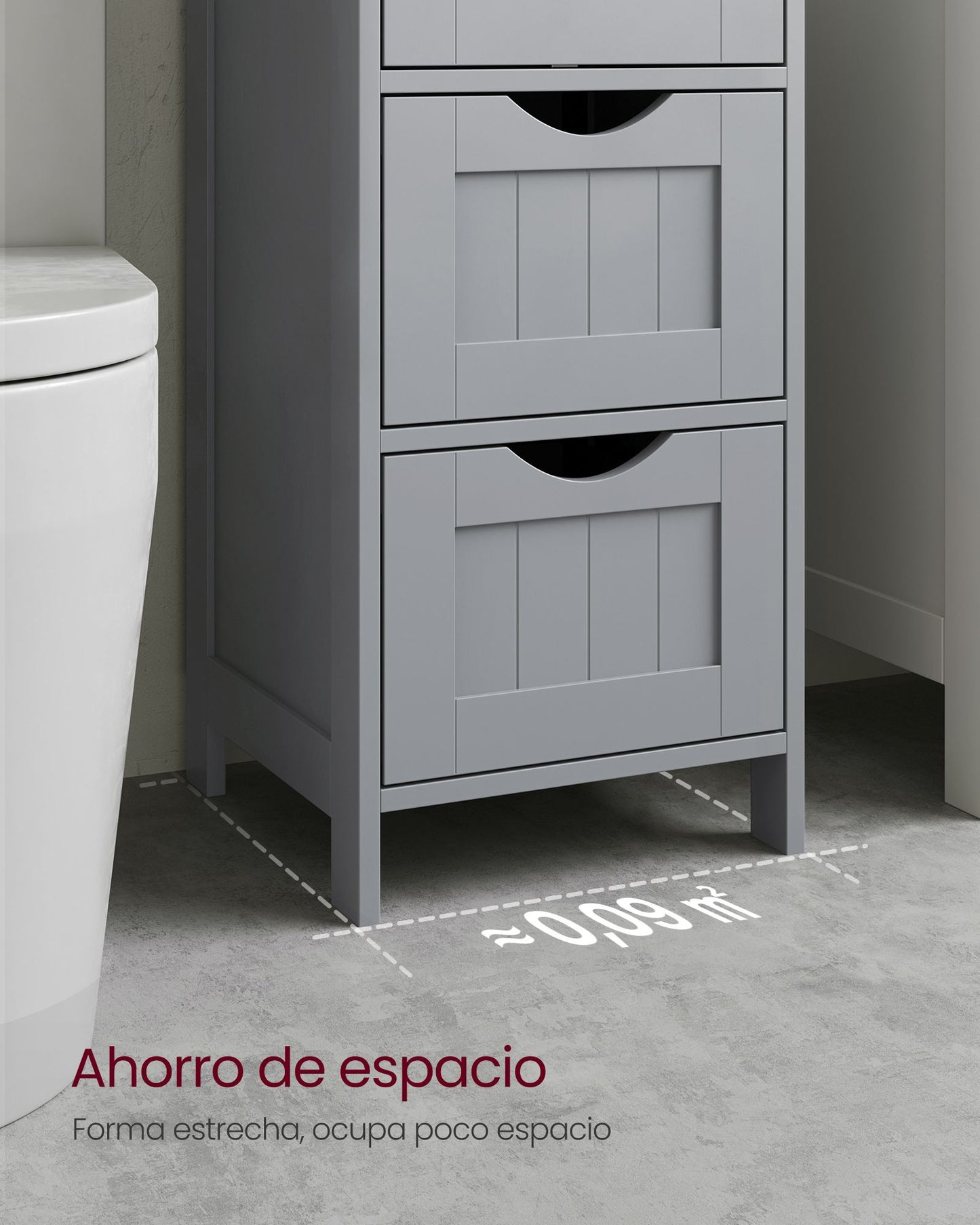 Armario de Baño con 4 Cajones 30 x 30 x 82 cm Gris Místico-VASAGLE