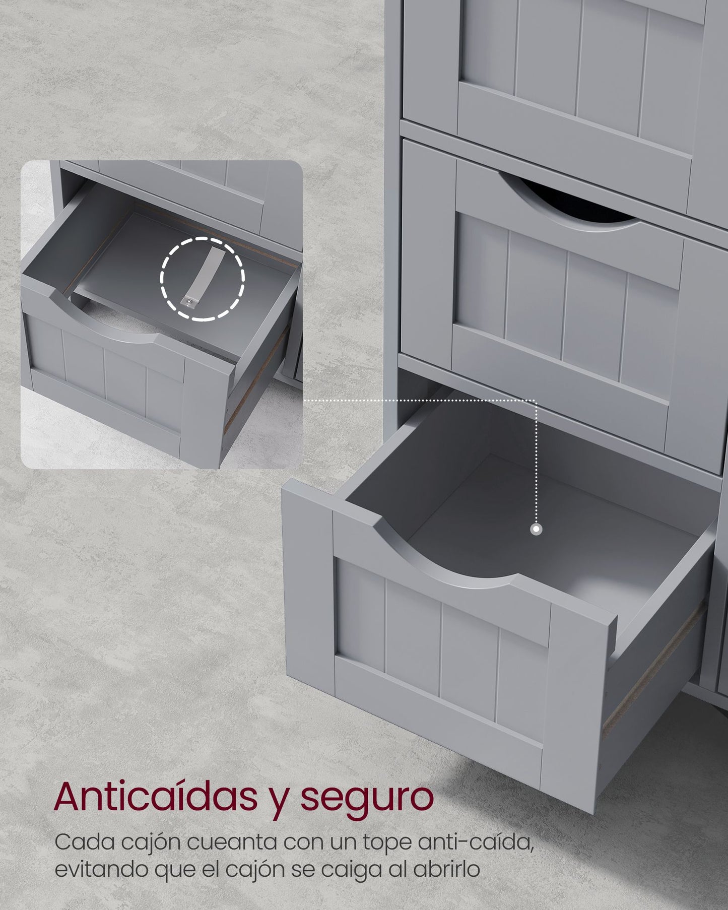 Armario de Baño con 4 Cajones 30 x 30 x 82 cm Gris Místico-VASAGLE