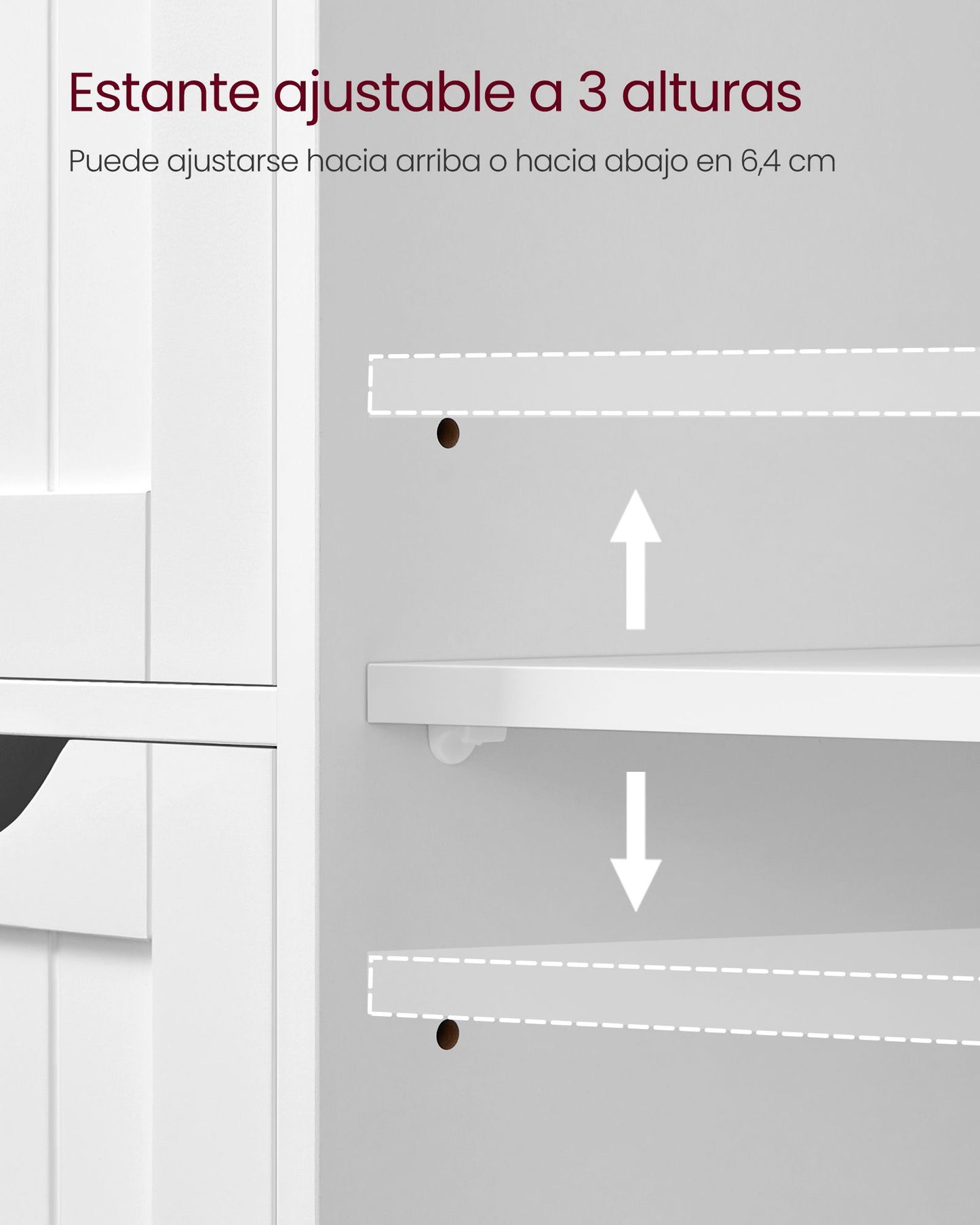 Armario de Baño Mueble de Baño Estrecho Cómoda de Baño Cajonera Blanco-VASAGLE