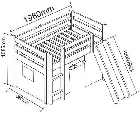 Cama Alta Para Niños Con Tobogan Y Escalera De Madera De Pino  - Venprodin - Color Blanco Decapé