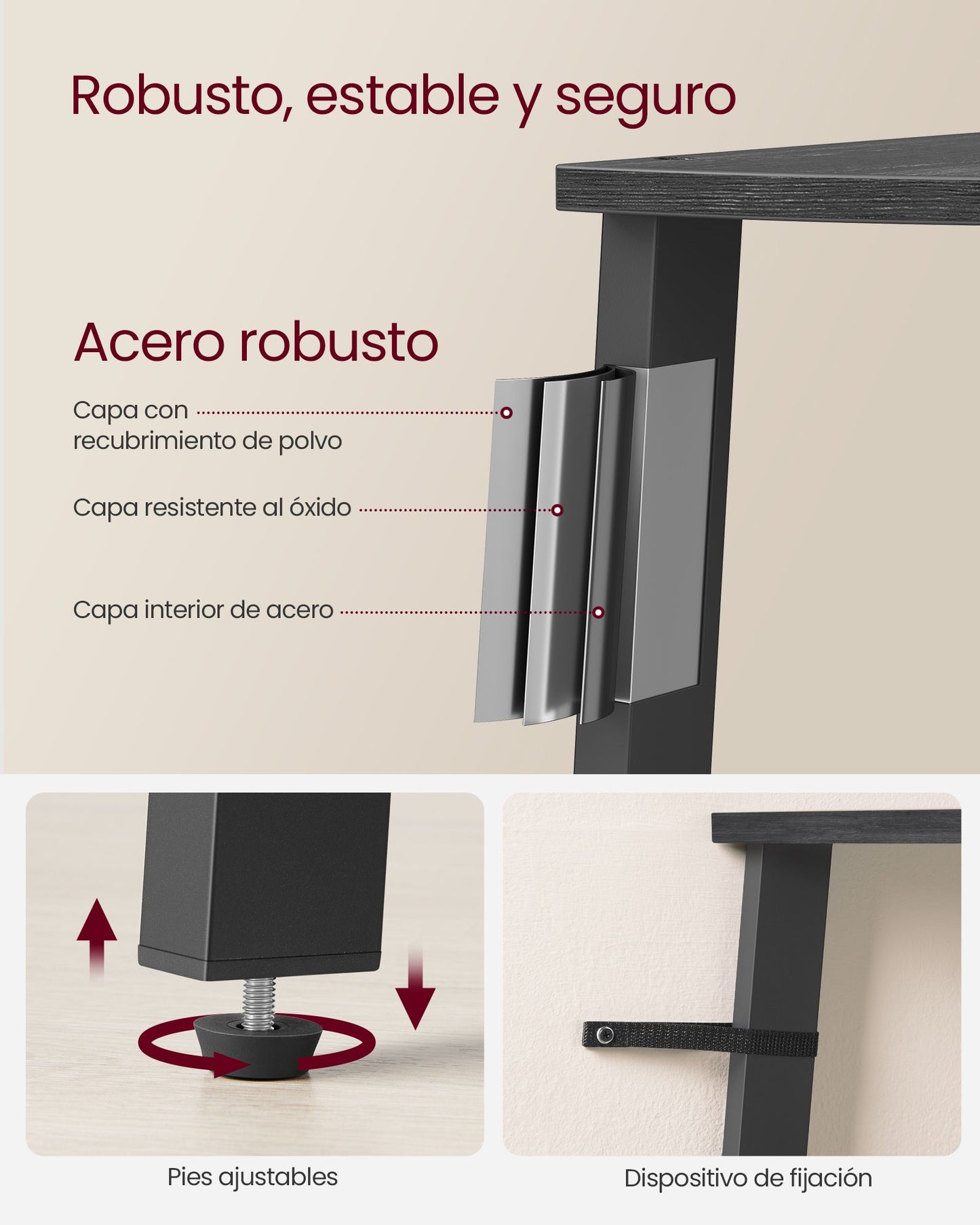 Estantería de Esquina con 5 Estantes Gris Carbón y Negro Mate-VASAGLE