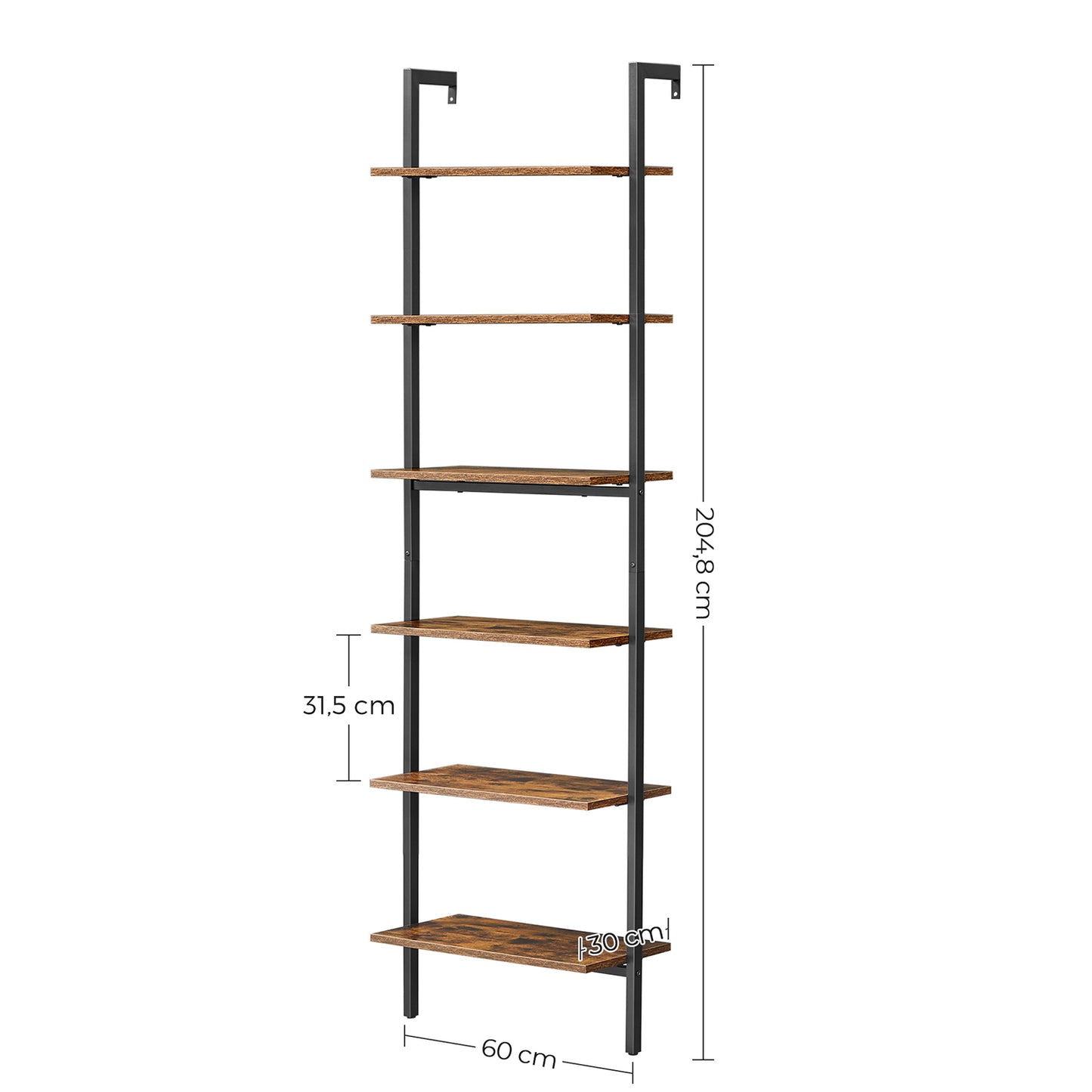 Estantería Escalera de 6 Niveles 60 x 30 x 204,8 cm-VASAGLE