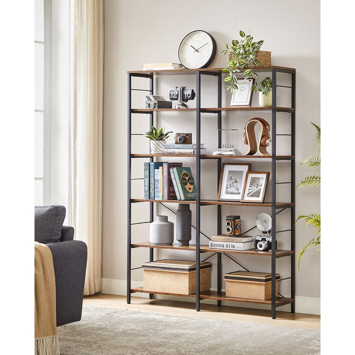 Librería de 6 Niveles Estantería de Almacenamiento Separador para Habitación-VASAGLE