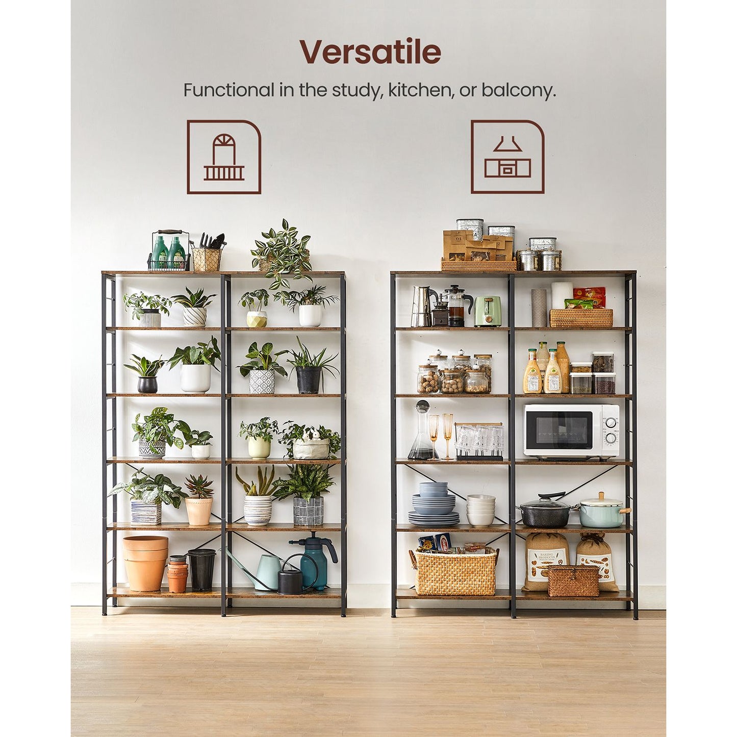 Librería de 6 Niveles Estantería de Almacenamiento Separador para Habitación-VASAGLE