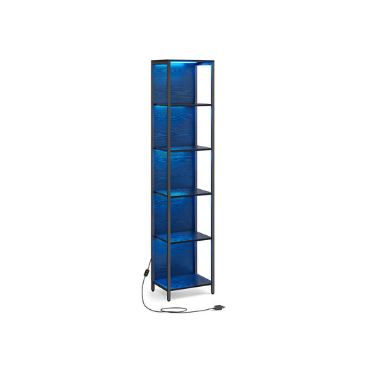 Estantería de 6 Niveles con Luz LED 30,3 x 40 x 178,6 cm Negro Ébano-VASAGLE