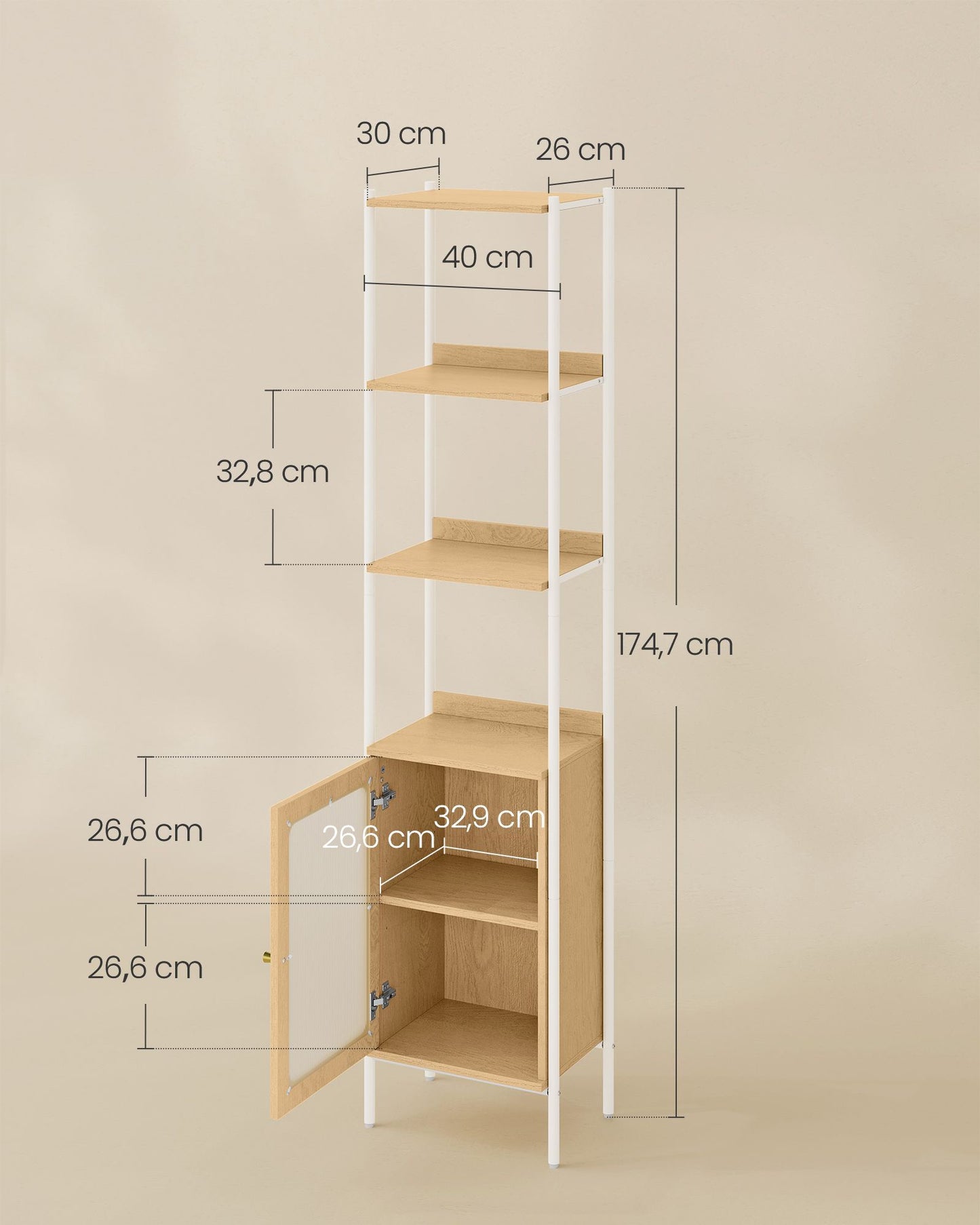 Librería de 6 Niveles Beige Roble y Blanco Perla-VASAGLE