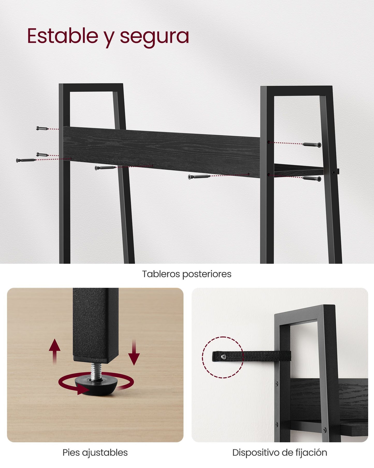 Estantería Escalera de 5 Niveles Negro Ébano y Negro Tinta-VASAGLE