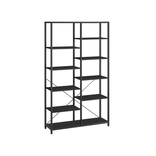 Librería de 5 Niveles Negro con Veta de Madera y Negro-VASAGLE