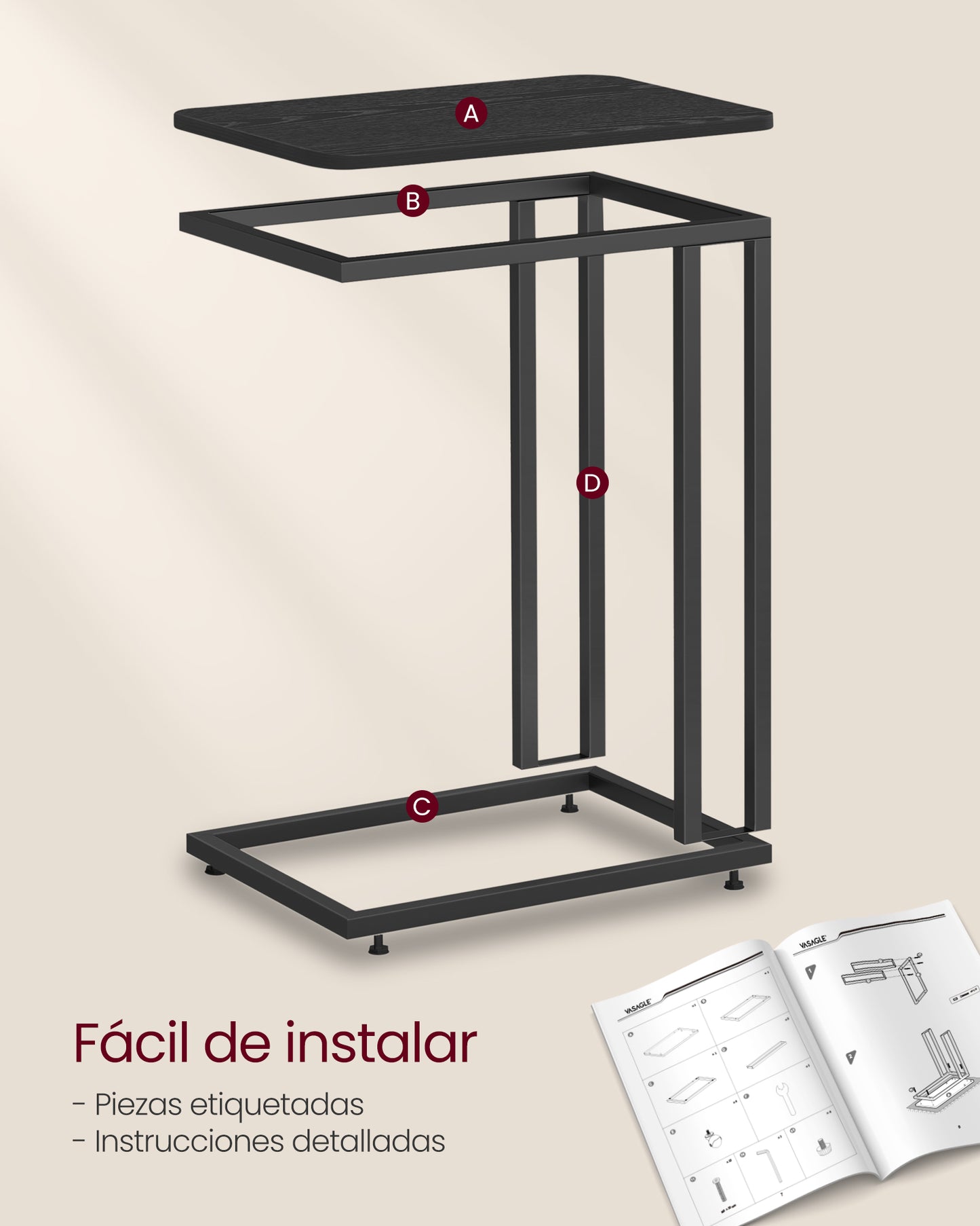 Mesa Auxiliar de Estilo Moderno-VASAGLE