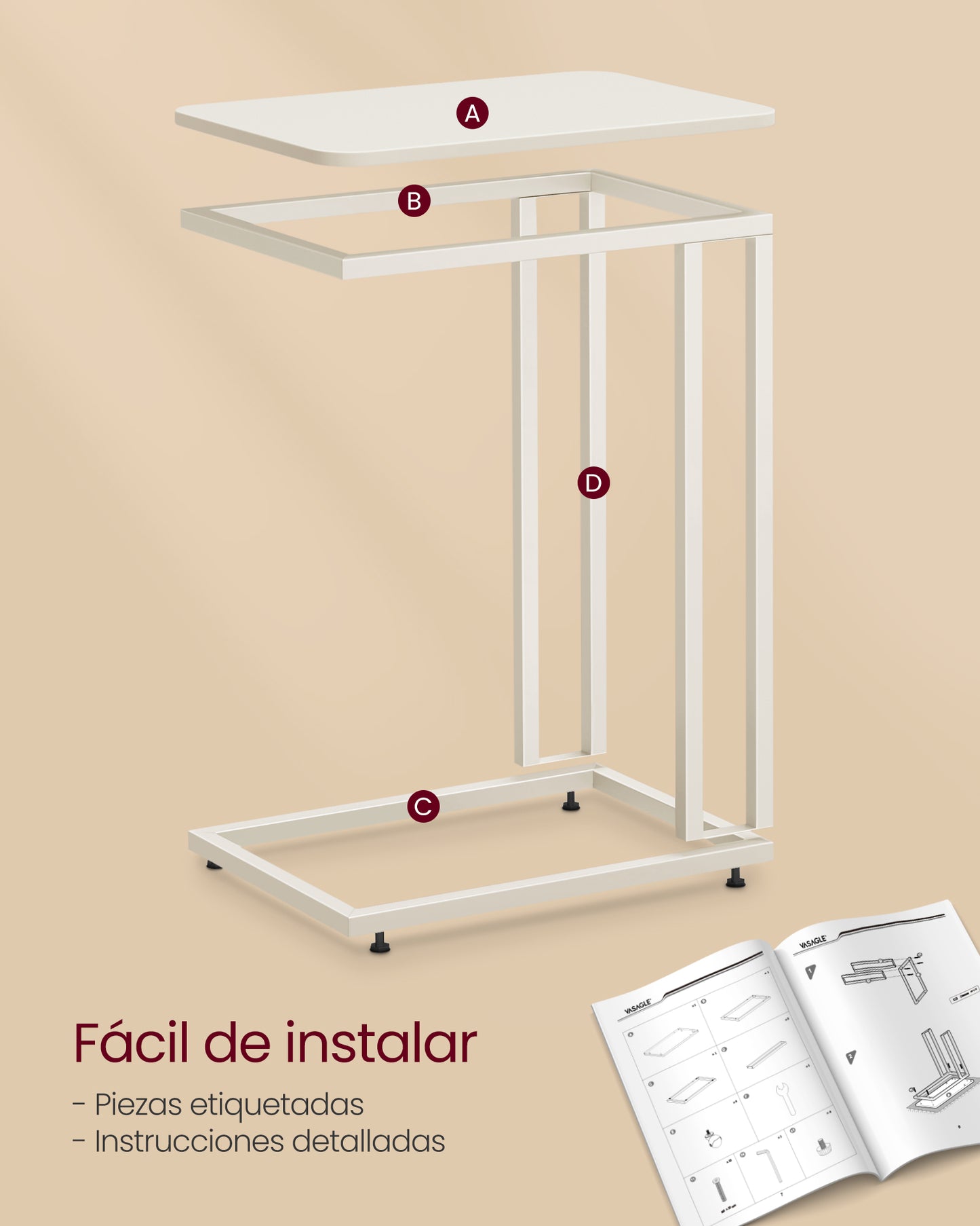 Mesa Auxiliar de Estilo Moderno-VASAGLE