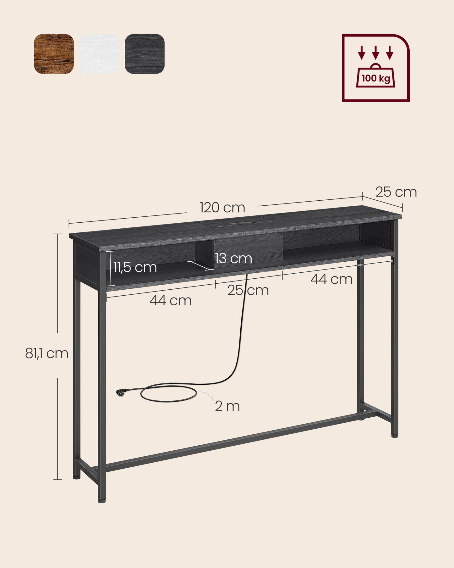 Mesa de sofá con 2 Compartimentos-VASAGLE