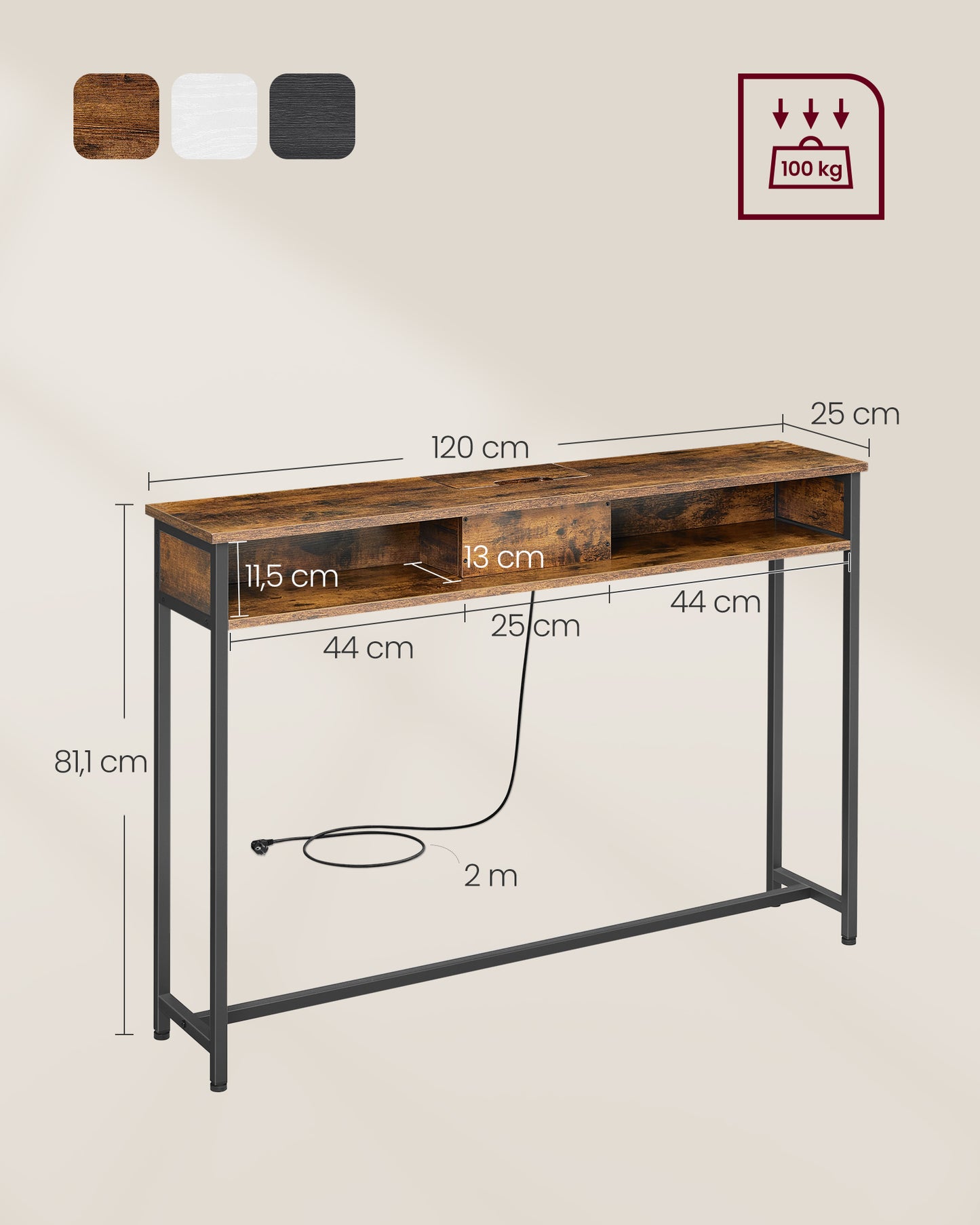 Mesa de sofá con 2 Compartimentos-VASAGLE