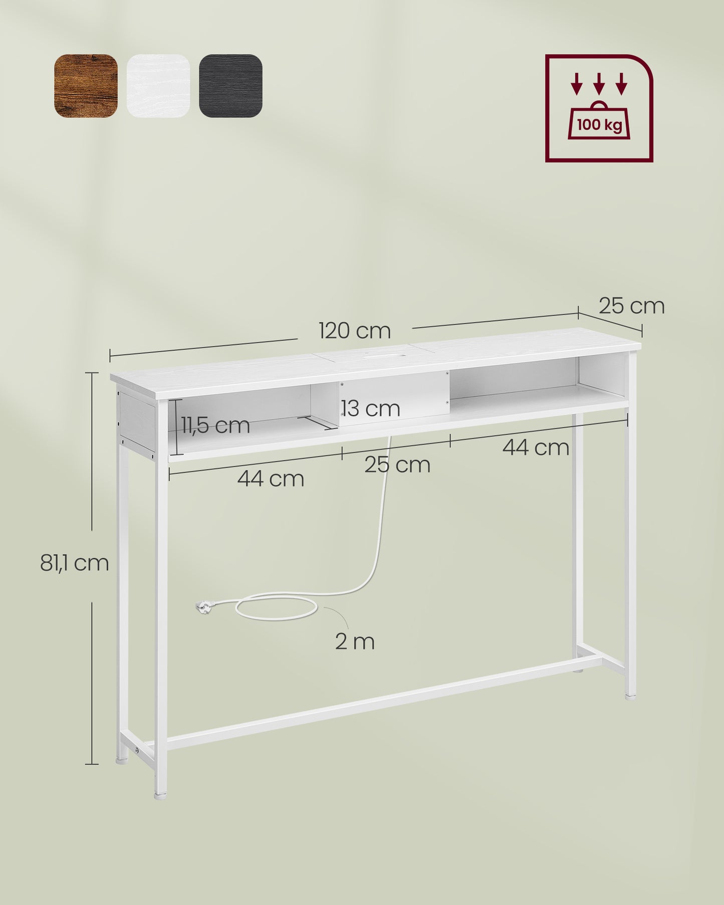 Mesa de sofá con 2 Compartimentos-VASAGLE