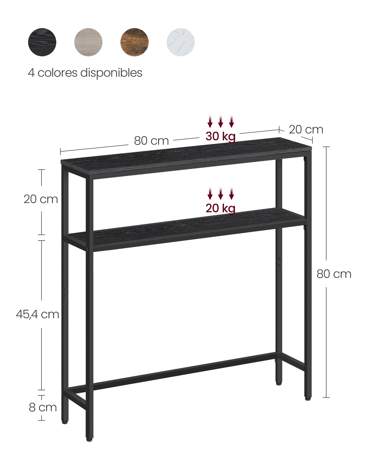 Mesa de Consola 20 x 80 x 80 cm Gris Carbón y Negro Tinta-VASAGLE