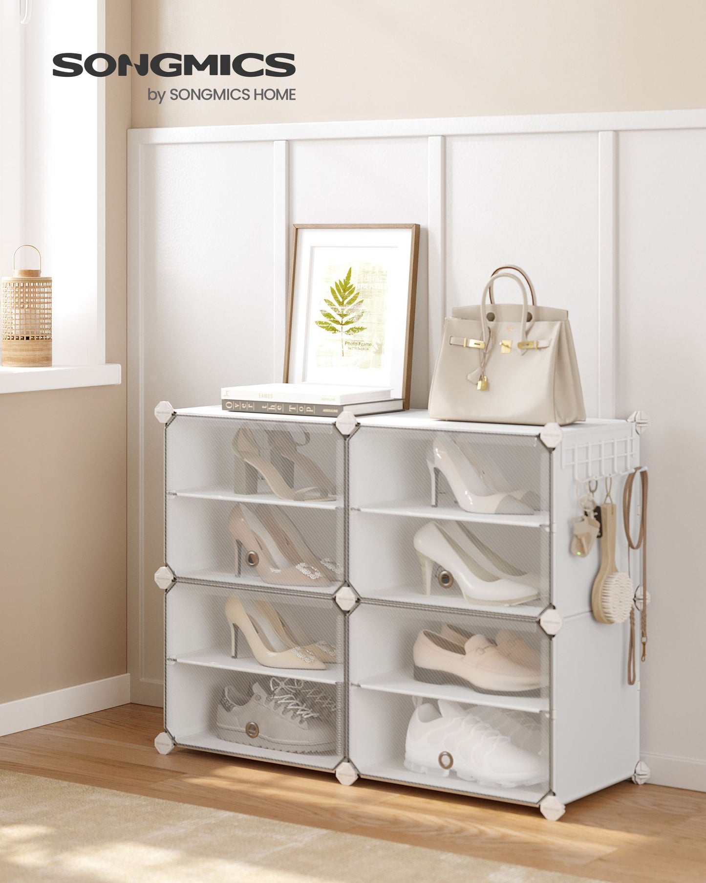 Mueble Zapatero Plástico 30 x 40 x 30 cm Moderno Blanco-SONGMICS