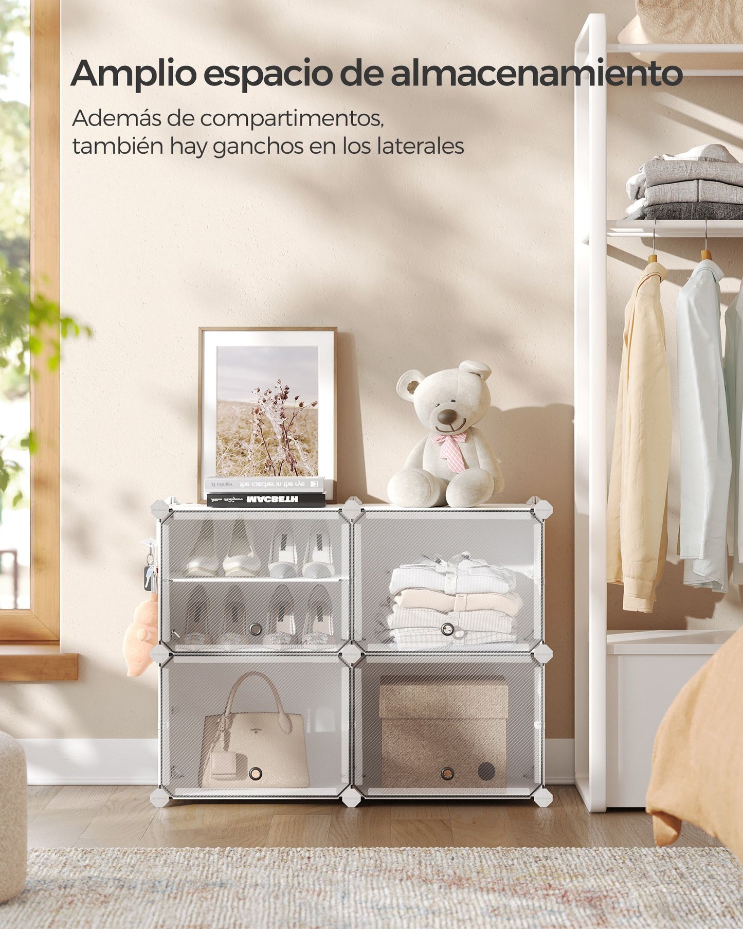 Mueble Zapatero Plástico 30 x 40 x 30 cm Moderno Blanco-SONGMICS