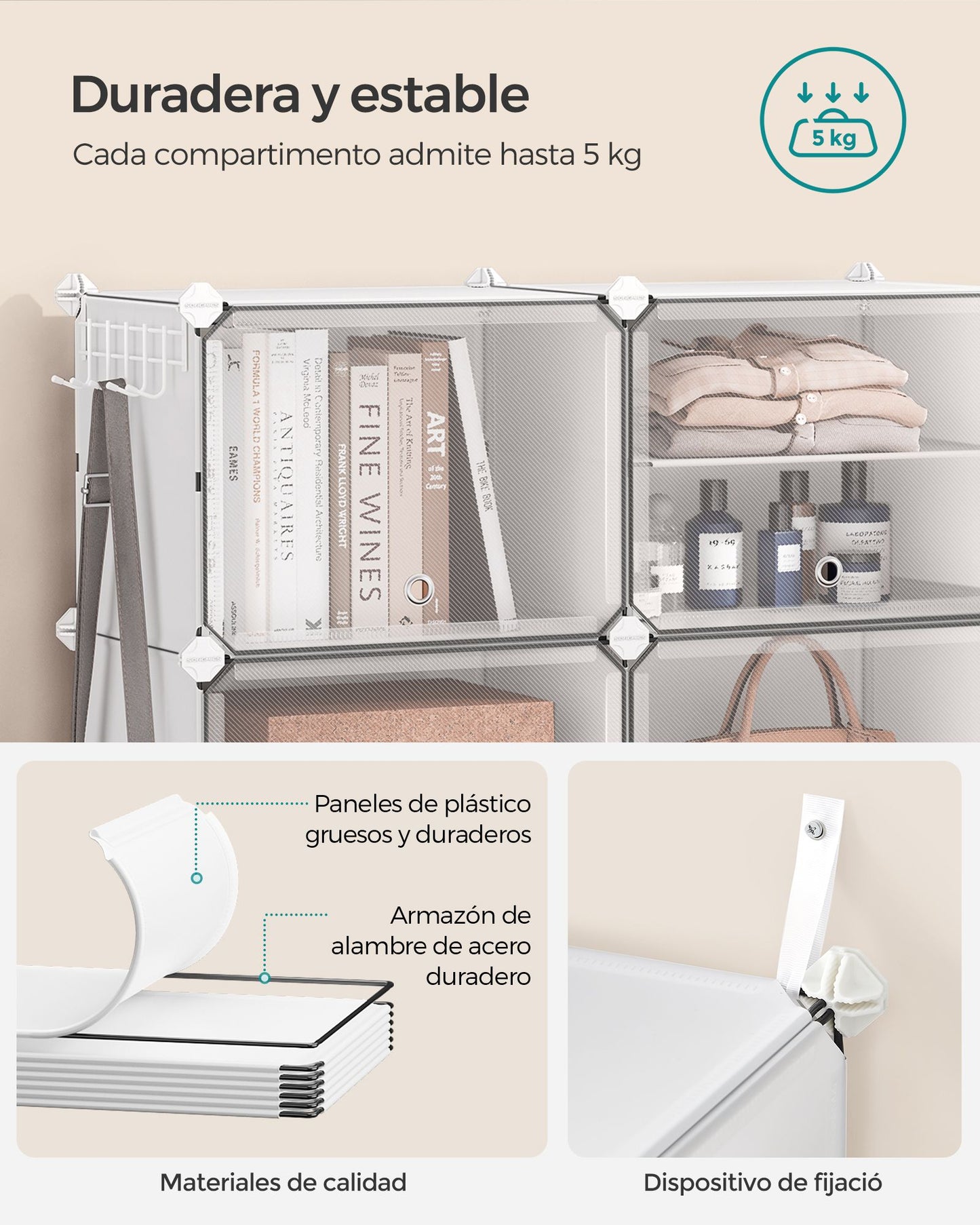 Mueble Zapatero Plástico 30 x 40 x 30 cm Moderno Blanco-SONGMICS