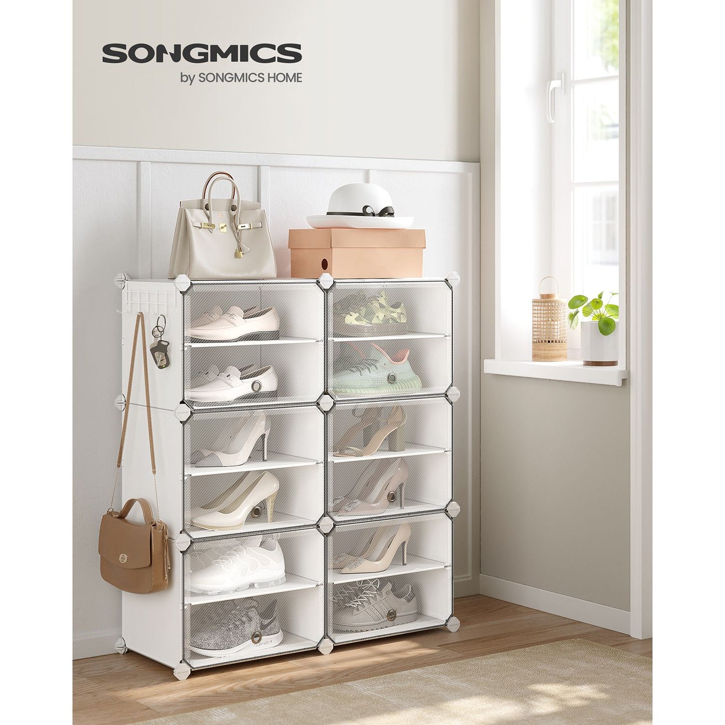 Zapatero Modular con 6 Compartimentos Blanco-SONGMICS