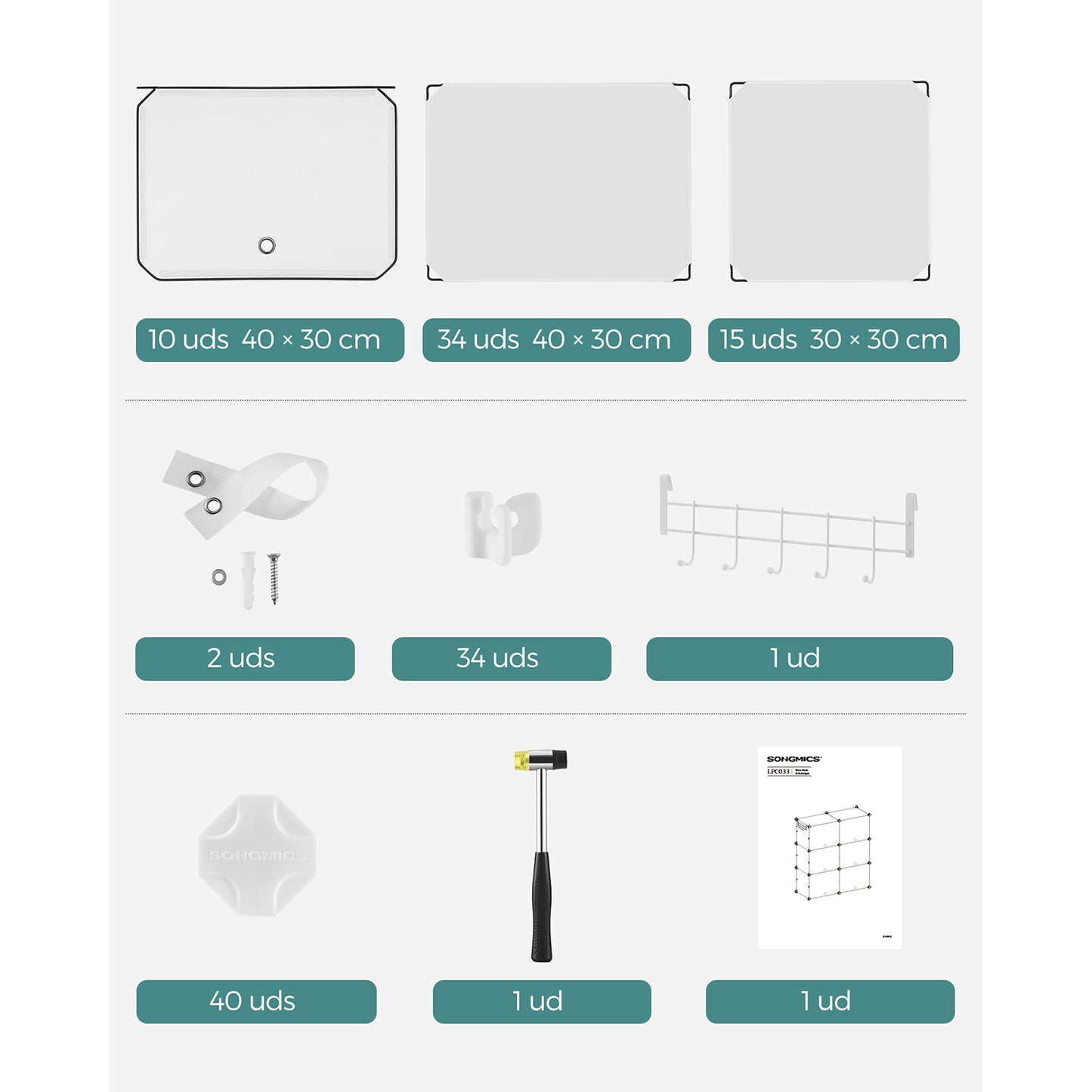 Mueble Zapatero Plástico 10 Compartimentos Zapatero Modular Estantería Modular-SONGMICS