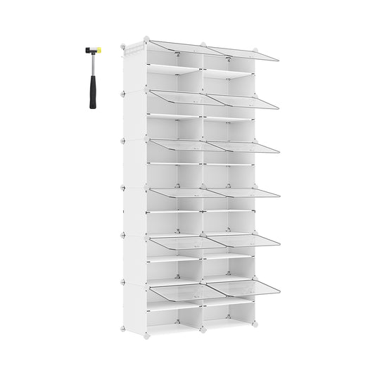 Mueble Zapatero Plástico 12 Compartimentos 30 x 40 x 30 cm Blanco-SONGMICS