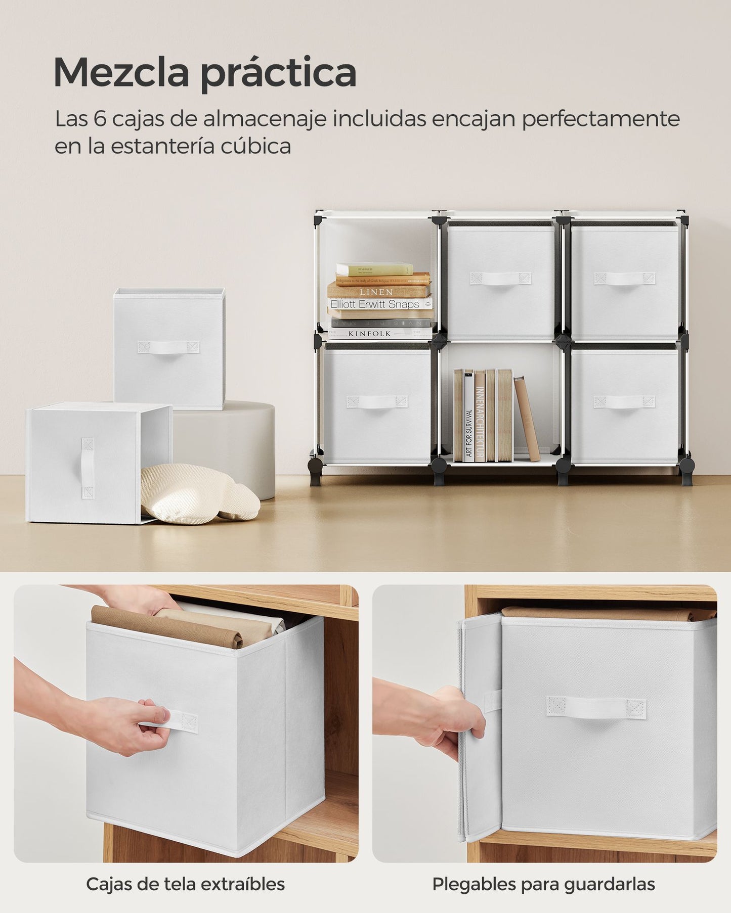 Estantería Modular con Cajas de Almacenaje Blanco Nube-SONGMICS