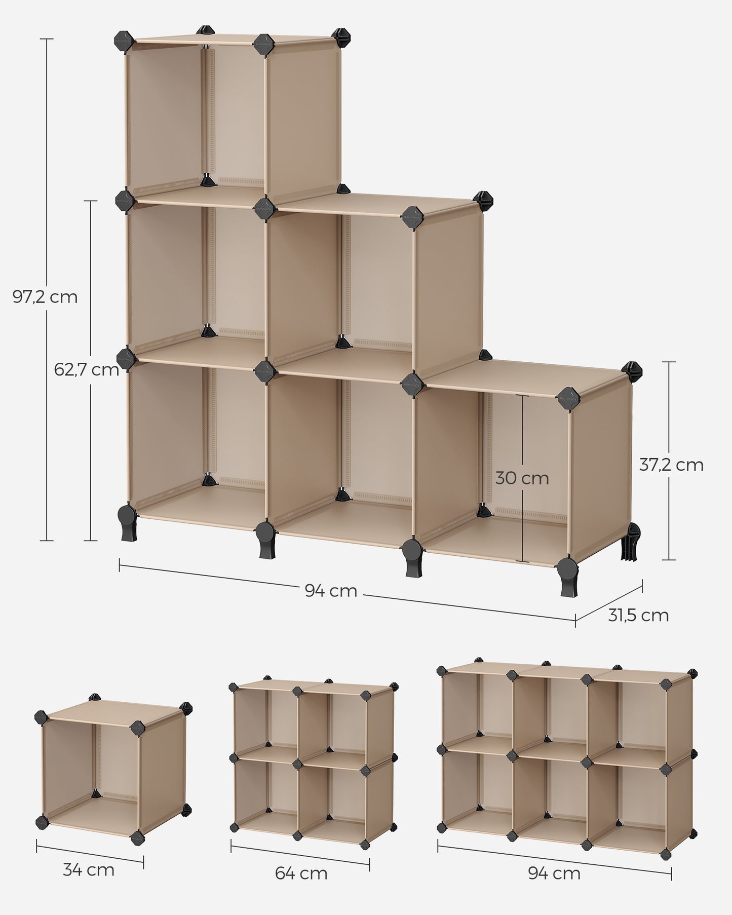 Estantería Modular de 6 Compartimentos Marrón Camello-SONGMICS