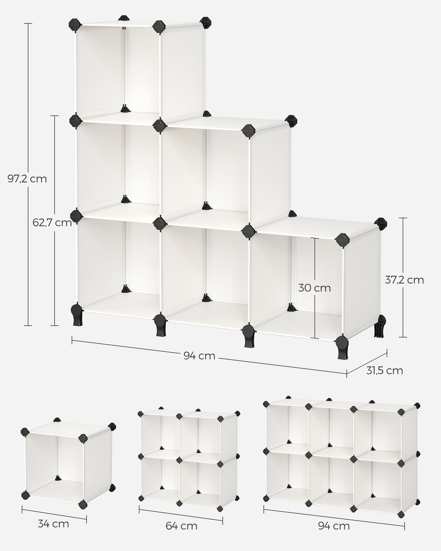 Estantería Modular de 6 Compartimentos Blanco Crema-SONGMICS