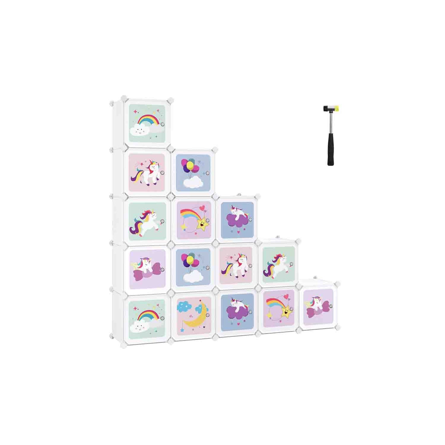 Armario Modular Infantil de 16 Cubos 123 x 31 x 123 cm Blanco-SONGMICS