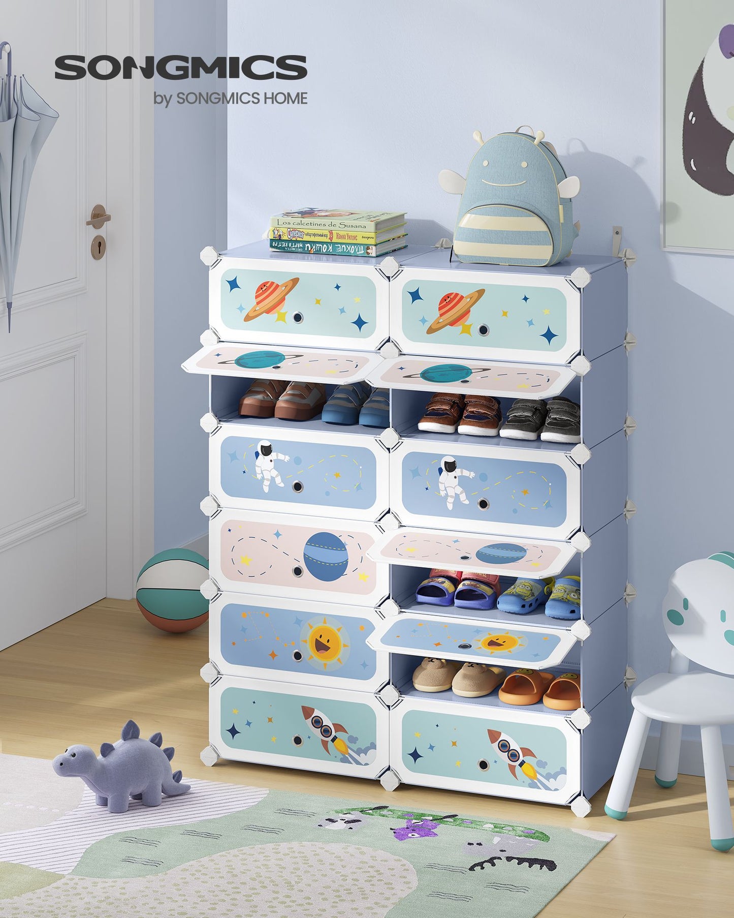 Estantería Modular Infantil de 12 Cubos Azul Pálido-SONGMICS