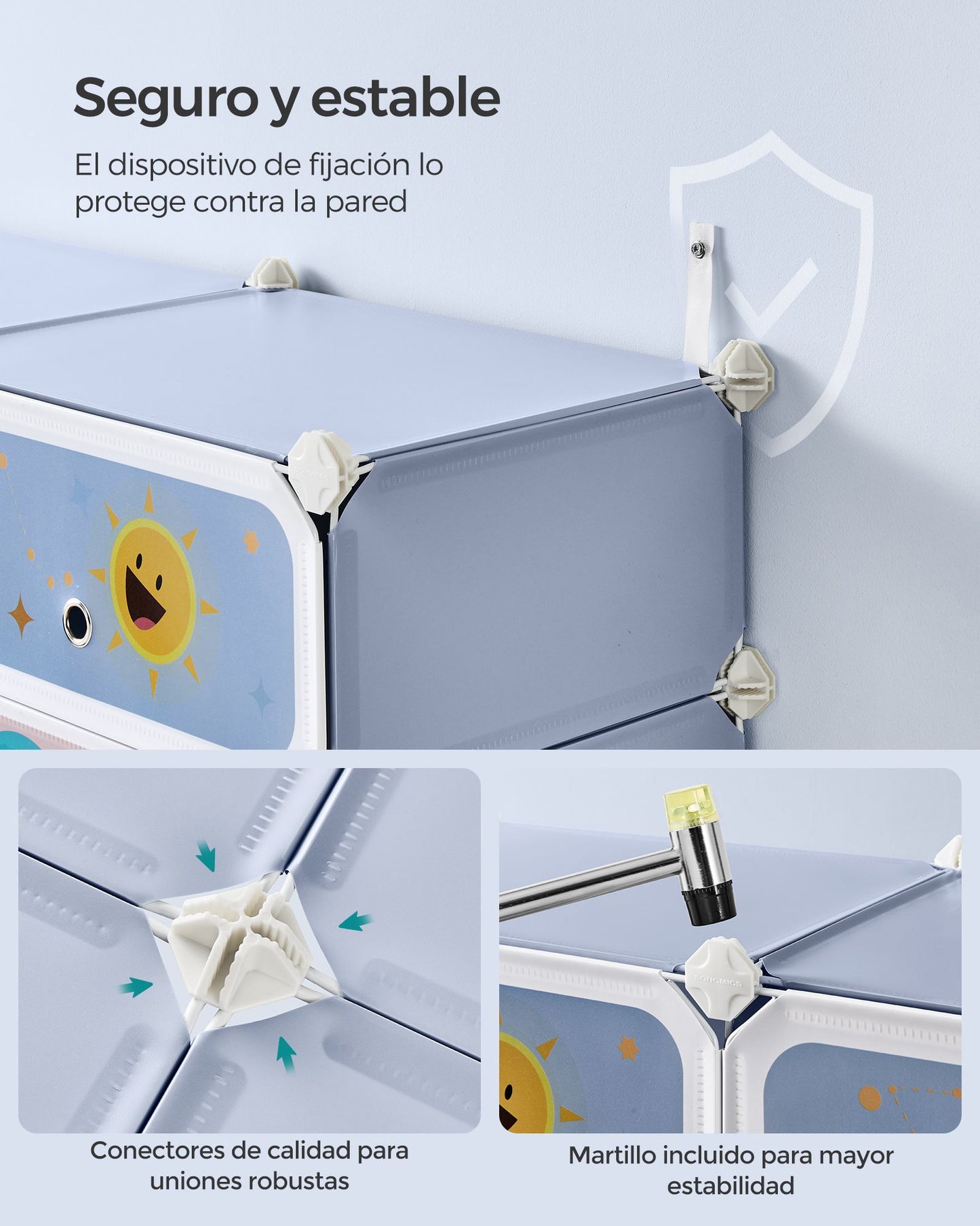 Estantería Modular Infantil de 12 Cubos Azul Pálido-SONGMICS