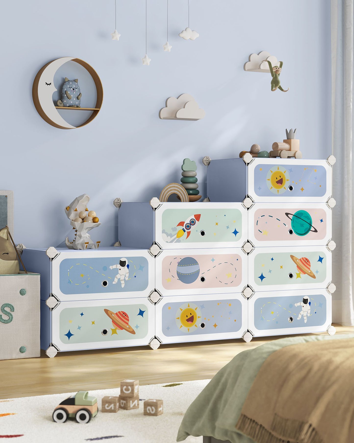 Estantería Modular Infantil de 12 Cubos Azul Pálido-SONGMICS