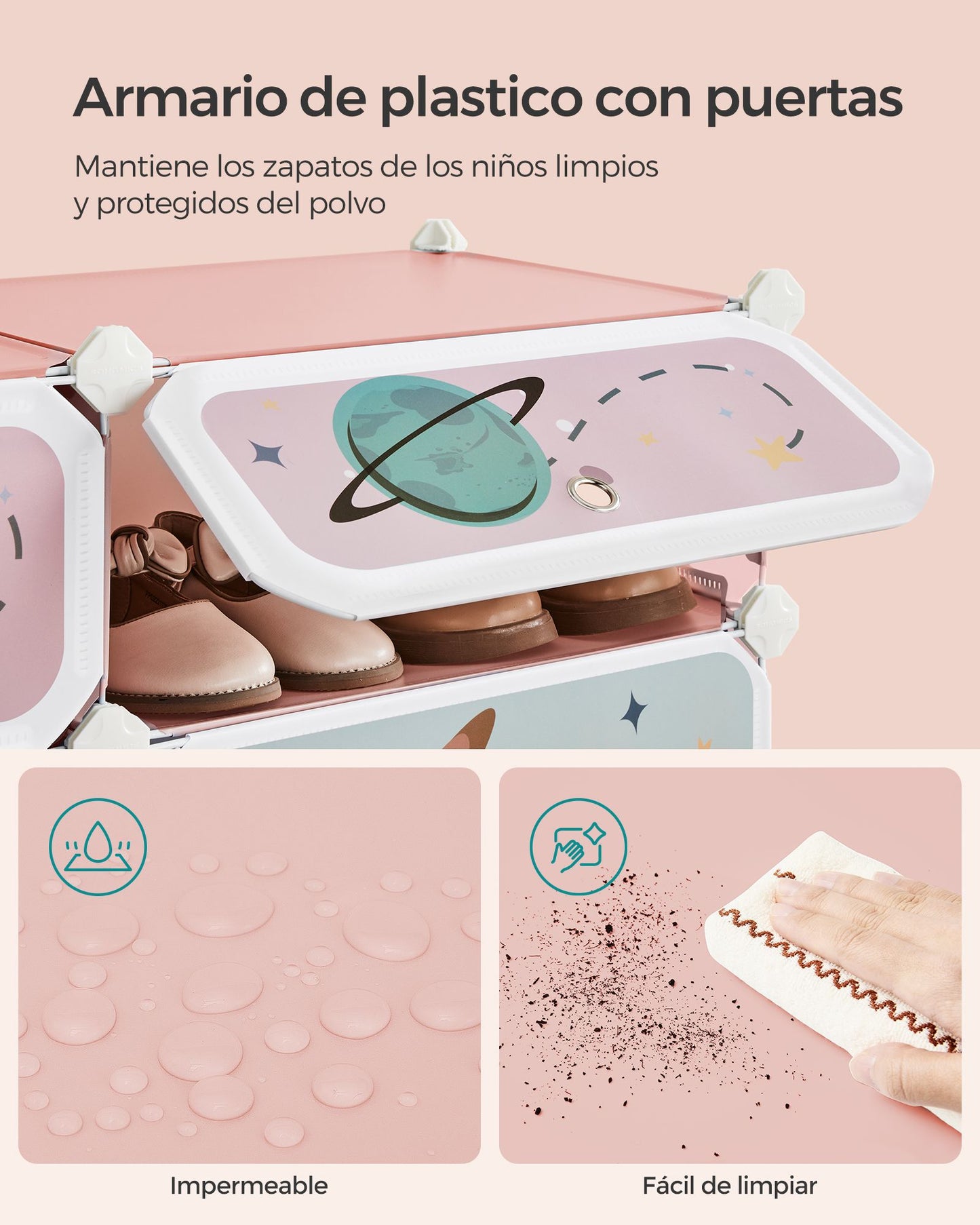 Estantería Modular Infantil de 12 Cubos Rosa Jalea-SONGMICS