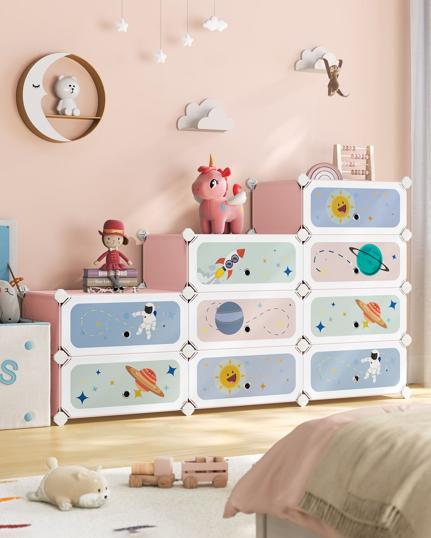 Estantería Modular Infantil de 12 Cubos Rosa Jalea-SONGMICS