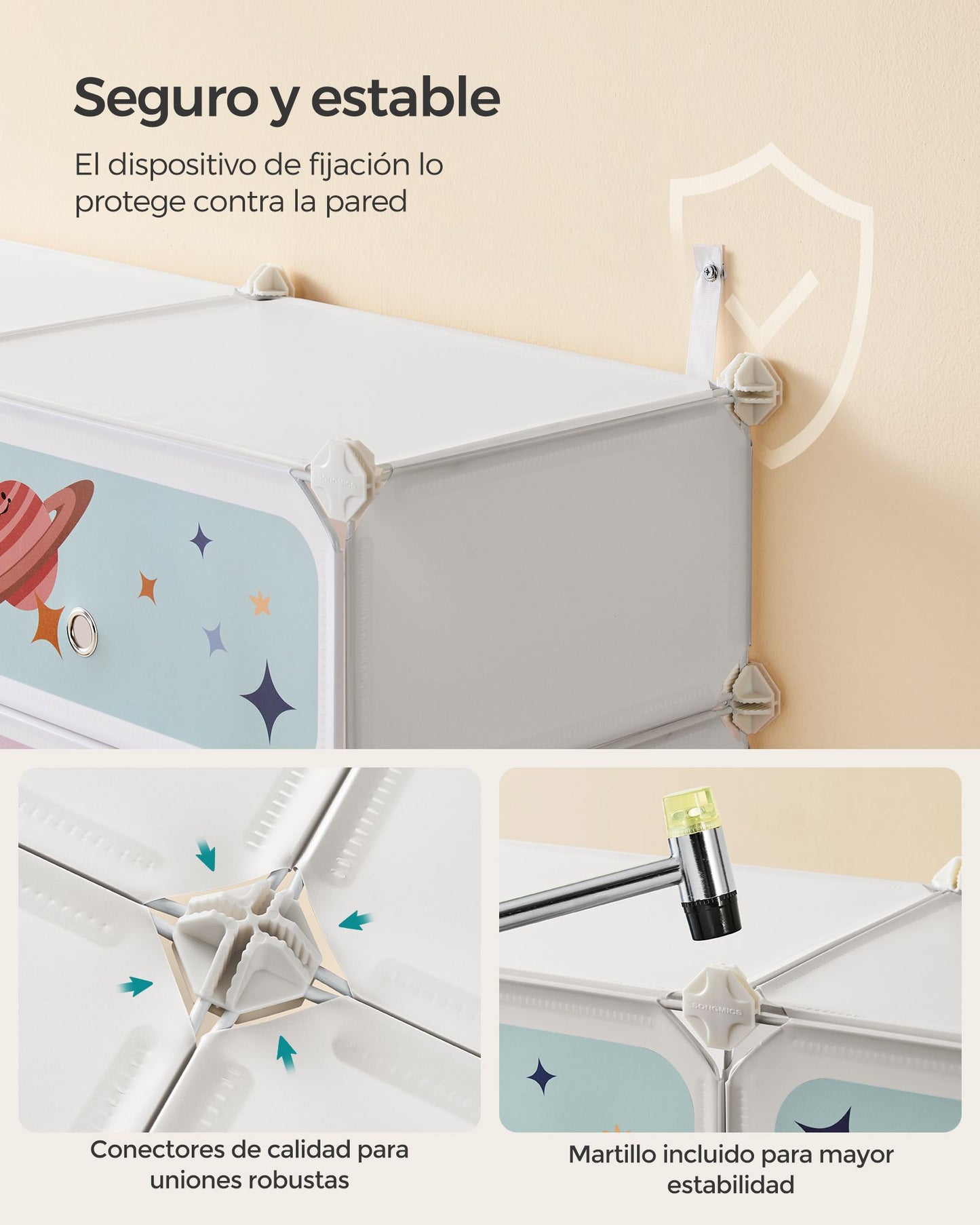 Estantería Modular Infantil de 12 Cubos Blanco Nube-SONGMICS